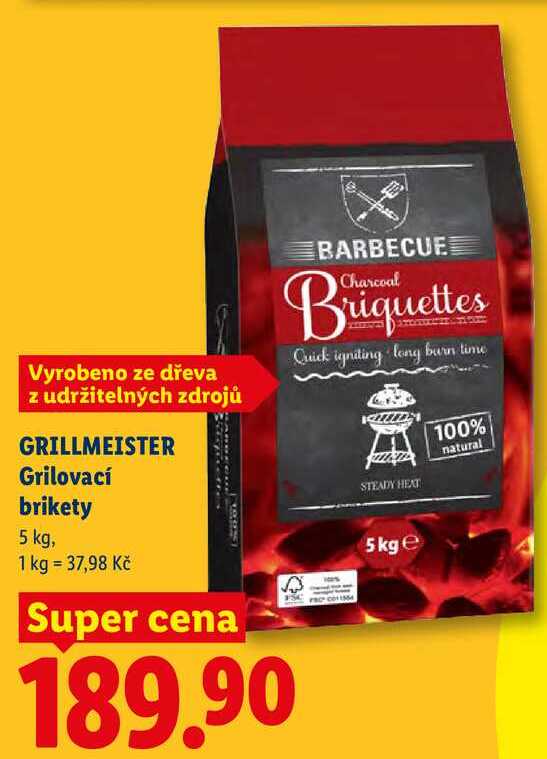 GRILLMEISTER Grilovací brikety, 5 kg