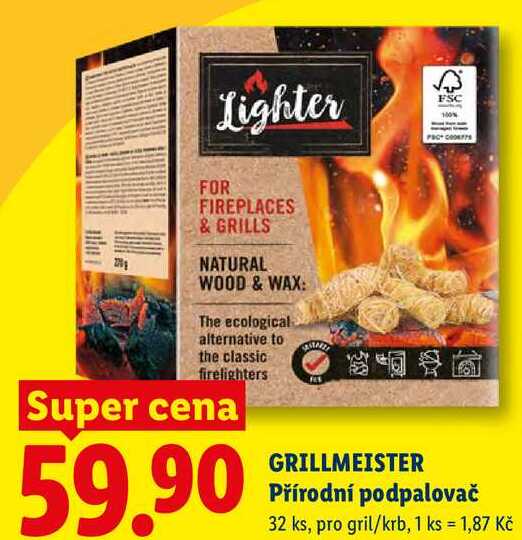 GRILLMEISTER Přírodní podpalovač, 32 ks