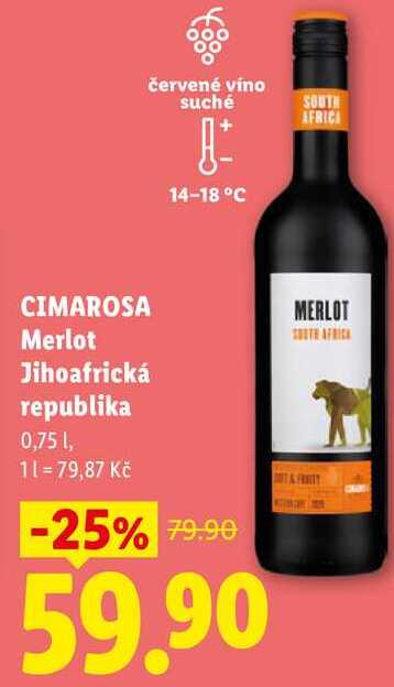 CIMAROSA Merlot Jihoafrická republika, 0,75 l