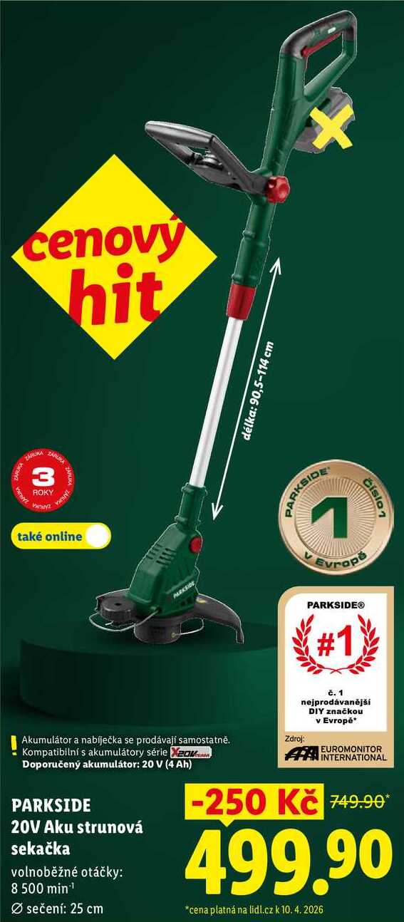 PARKSIDE 20V Aku strunová sekačka 