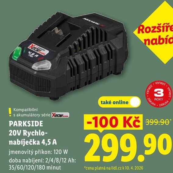 PARKSIDE 20V Rychlo-nabíječka 4,5 A 