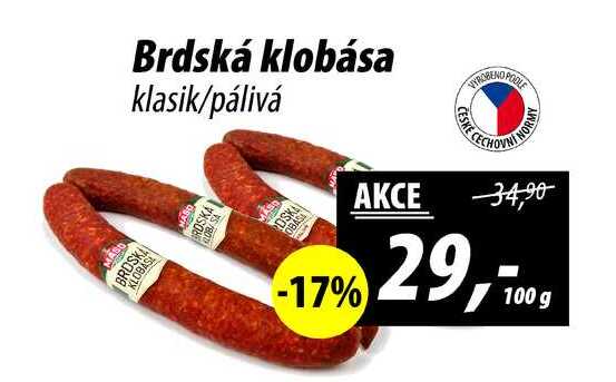 Brdská klobása klasik/pálivá, 100 g 