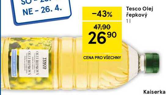 Tesco Olej řepkový, 1 l 