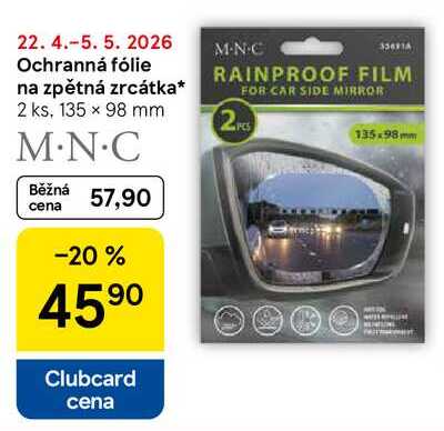 Ochranná fólie na zpětná zrcátka, 2 ks, 135 x 98 mm M.N.C  