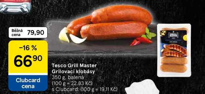 Tesco Grill Master Grilovací klobásy, 350 g, balená