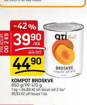 KOMPOT BROSKVE 850 g/PP 470 g