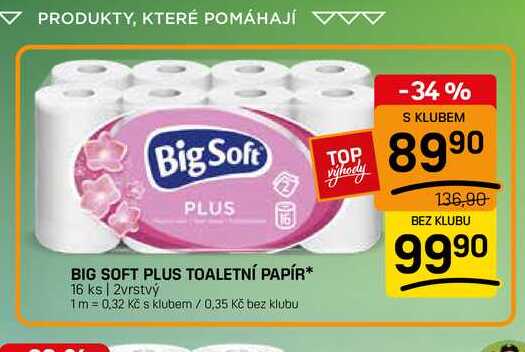 BIG SOFT TOALETNÍ PAPÍR* 16 ks | 2vrstvý