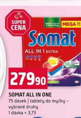 SOMAT ALL IN ONE 75 dávek tablety do myčky vybrané druhy 
