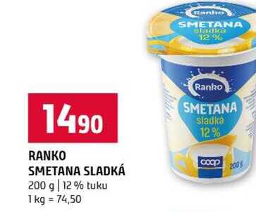 RANKO SMETANA SLADKÁ 200 g 12% tuku