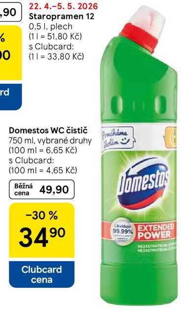 Domestos WC čistič, 750 ml, vybrané druhy Tesco