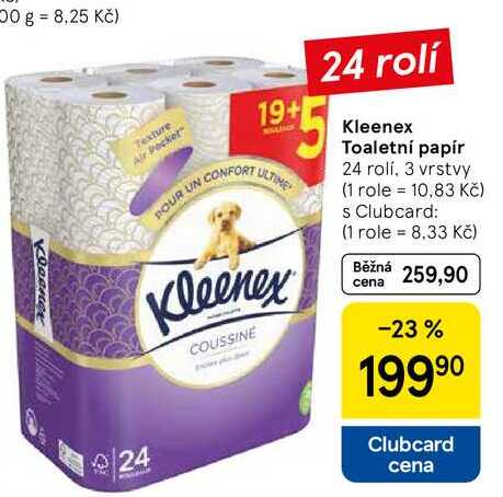 Kleenex Toaletní papír, 24 rolí, 3 vrstvy  