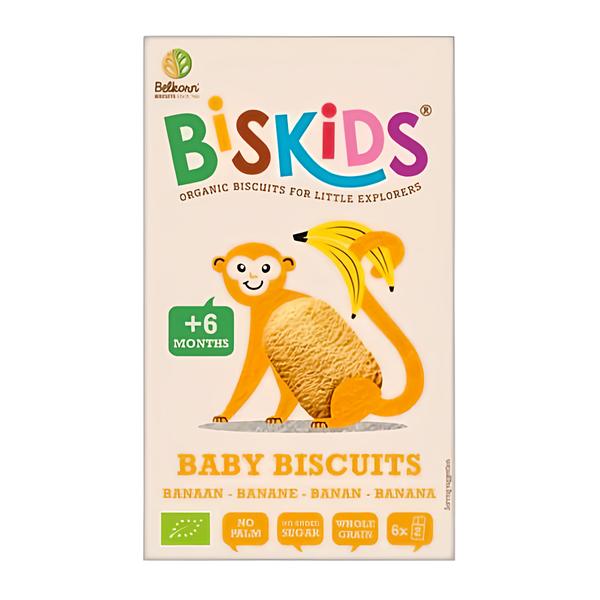 Belkorn BISkids BIO Dětské celozrnné sušenky s banánem bez přidaného cukru 6m+