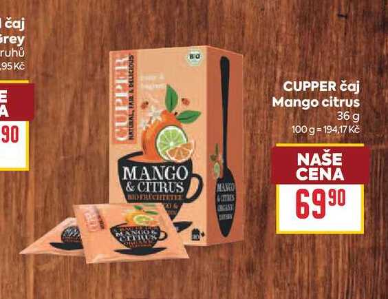 CUPPER čaj Mango citrus 36 g