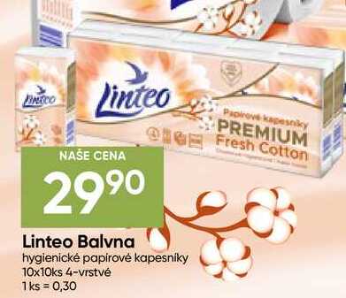 Linteo Balvna hygienické papírové kapesníky 10x10ks 4-vrstvé Hruška