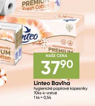 Linteo Bavlna hygienické papírové kapesniky 70ks 4-vrstvé Hruška