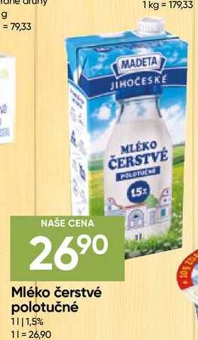 MADETA JIHOČESKE Mléko čerstvé polotučné 1l