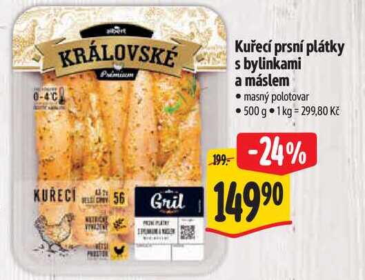 Kuřecí prsní plátky s bylinkami a máslem, 500 g