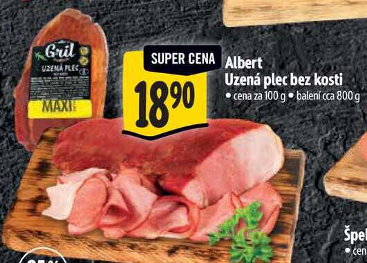 Albert Uzená plec bez kosti, cena za 100 g