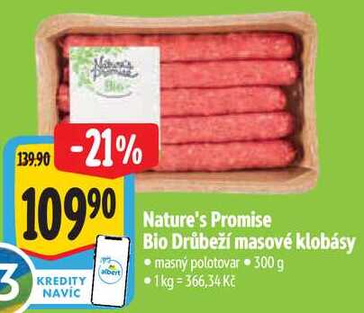 Nature's Promise Bio Drůbeží masové klobásy, 300 g