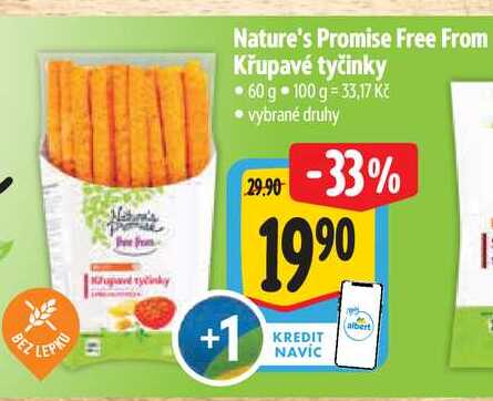 Nature's Promise Free From Křupavé tyčinky, 60 g