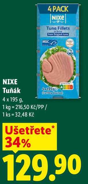 NIXE Tuňák, 4x 195 g 