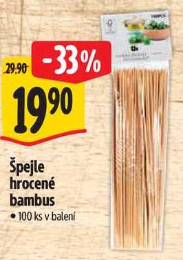 Špejle hrocené bambus, 100 ks