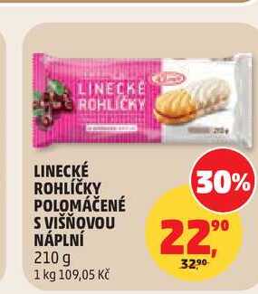 LINECKÉ ROHLÍČKY POLOMÁČENÉ S VIŠŇOVOU NÁPLNÍ, 210 g 