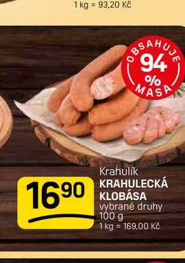 KRAHULECKÁ KLOBÁSA vybrané druhy 100 g 