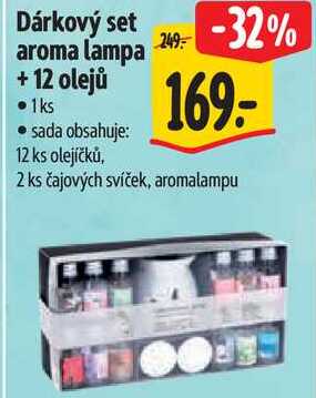 Dárkový set aroma lampa +12 olejů,  