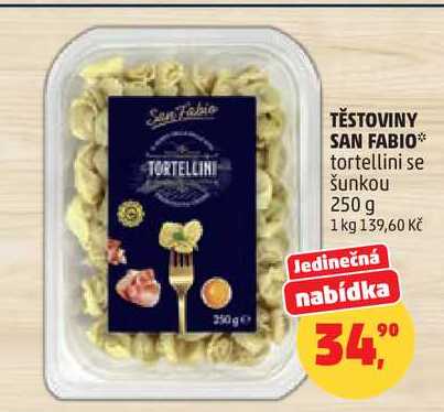 TĚSTOVINY SAN FABIO tortellini se šunkou, 250 g