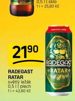 RADEGAST RATAR světlý ležák 0,51 plech