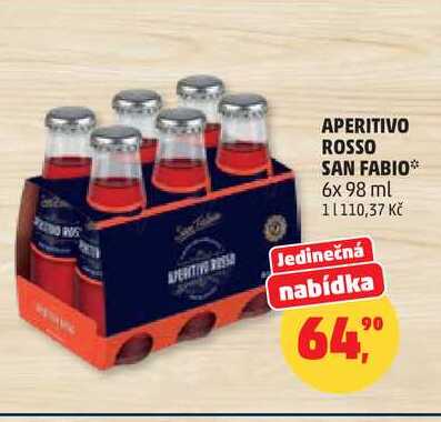 APERITIVO ROSSO SAN FABIO, 6x 98 ml 