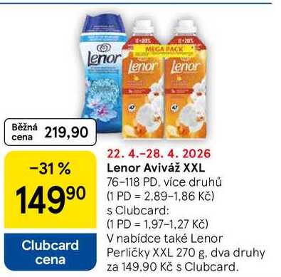 Lenor Aviváž XXL, 76-118 PD, více druhů  