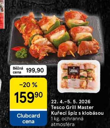Tesco Grill Master Kuřecí špíz s klobásou, 1 kg 