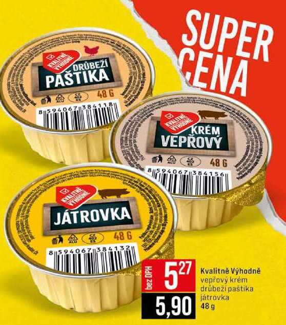 Kvalitně Výhodně vepřový krém drůbeží paštika játrovka 48 g 