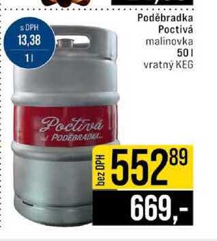 Poděbradka Poctivá malinovka 50l