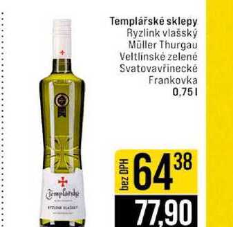 Templářské sklepy Ryzlink vlašský Müller Thurgau Veltlínské zelené Svatovavřinecké Frankovka 0,75l