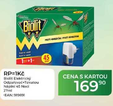 RP=1Kč Biolit Elektrický Odpařovač Tekutou Náplní 45 Noci 27ml Tamda Foods