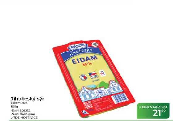 Jihočeský sýr Eidam 30% 100g  