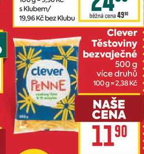 Clever Těstoviny bezvaječné 500 g 