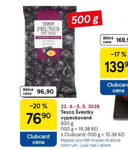 Tesco Švestky vypeckované, 500 g 