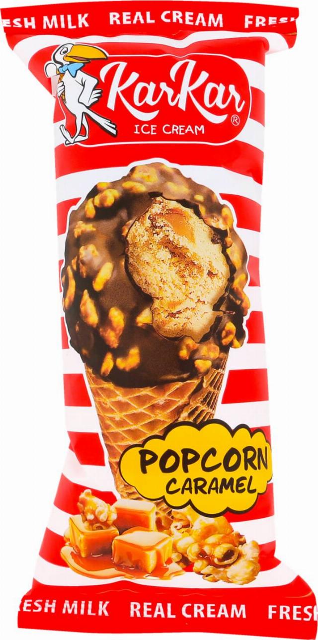 KAR KAR zmrzlina v kornoutu s příchutí popcornu