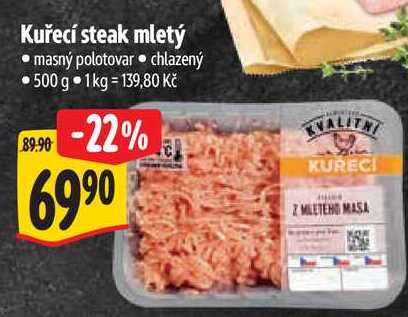 Kuřecí steak mletý, 500 g