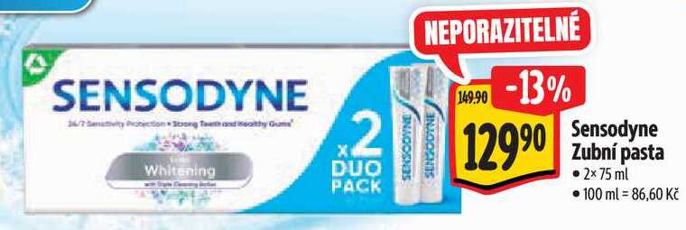  Sensodyne Zubní pasta, 2x 75 ml