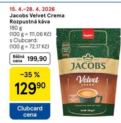 Jacobs Velvet Crema Rozpustná káva, 180 g 
