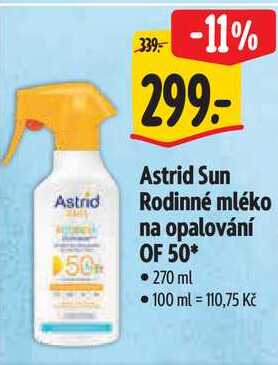 Astrid Sun Rodinné mléko na opalování OF 50, 270 ml  