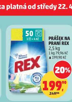 PRÁŠEK NA PRANÍ REX, 2,5 kg