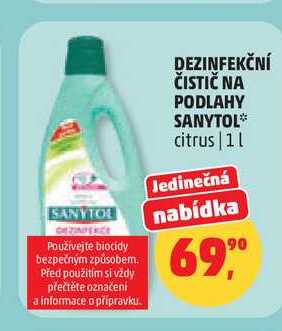 DEZINFEKČNÍ ČISTIČ NA PODLAHY SANYTOL, 1 l Penny Market