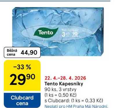 Tento Kapesníky, 90 ks, 3 vrstvy Tesco