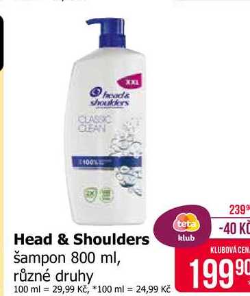 Head & Shoulders šampon 800ml, vybrané druhy